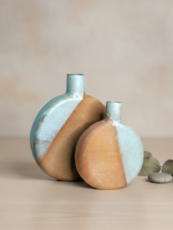 Vasijas cerámica en nuevo fondo Set Jarrones aqua